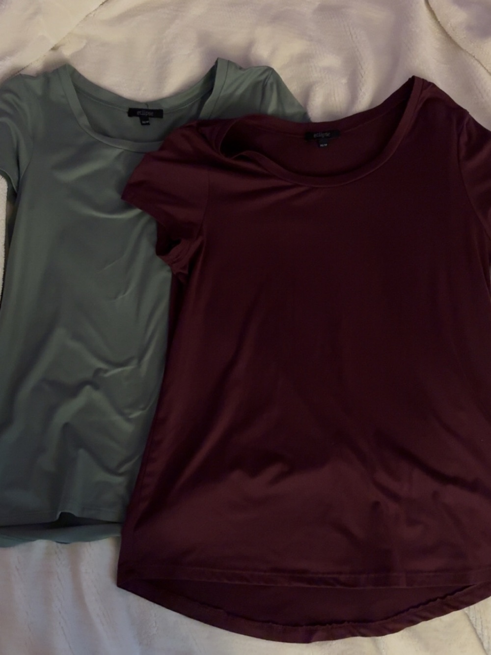 Scoop Neck T-Shirts in Dark Purple and Light Green, 2-PACK - Size XS